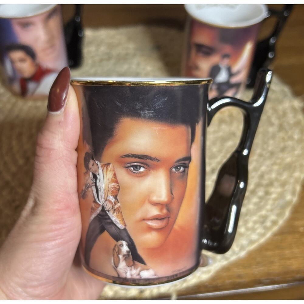 2002 Bradford Editions Elvis Presley Heirloom Porcelain Mug Set Of 3 Hound Dog - Picture 7 of 10